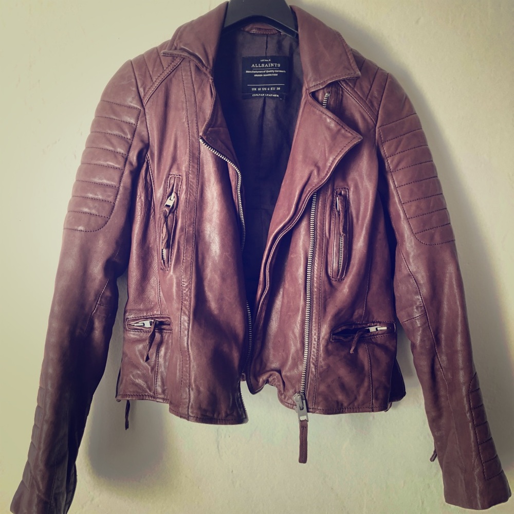 Brown/ burgundy Italian leather jacket